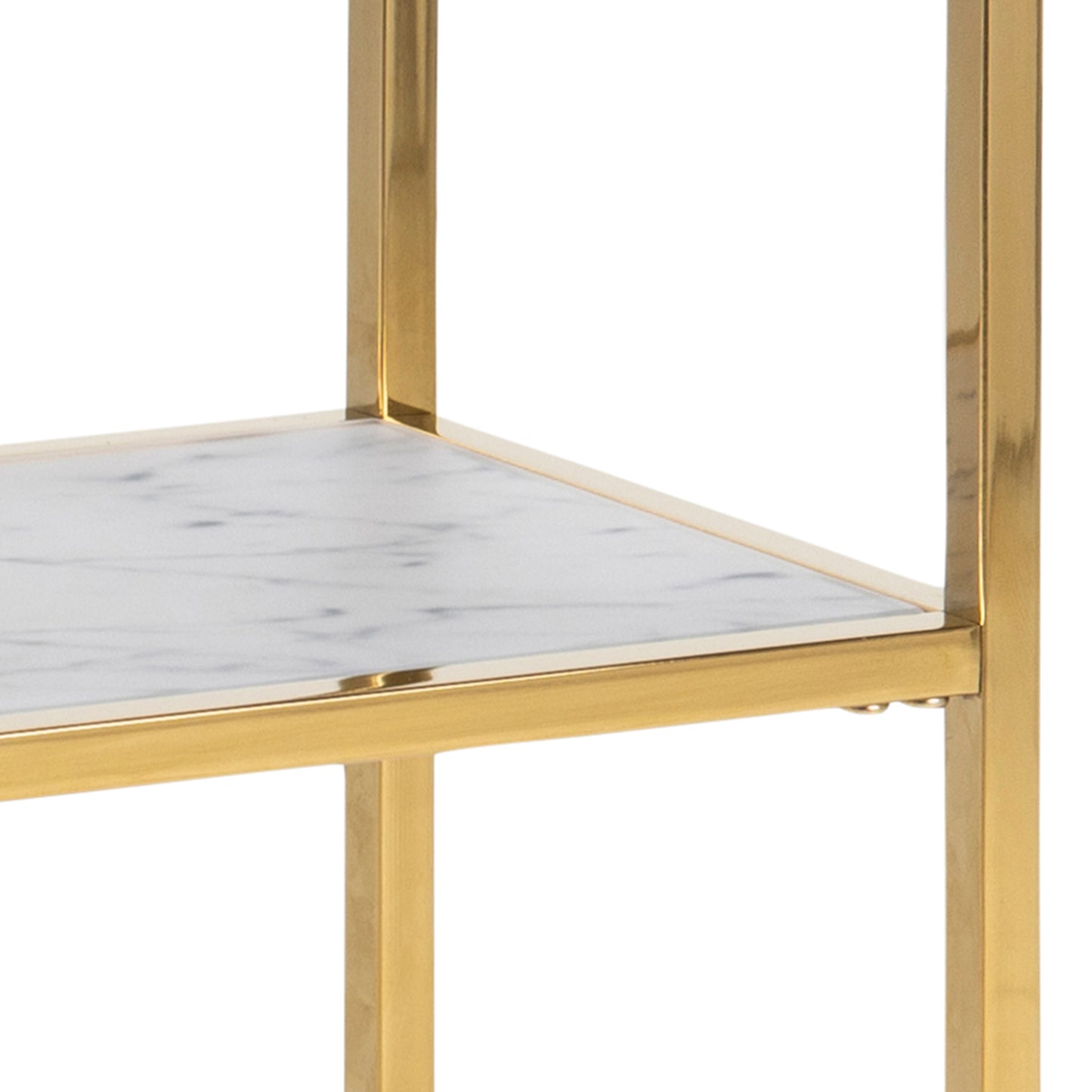 Alisma Console Table with White Crystal Clear Marble Glass Top & Gold Legs