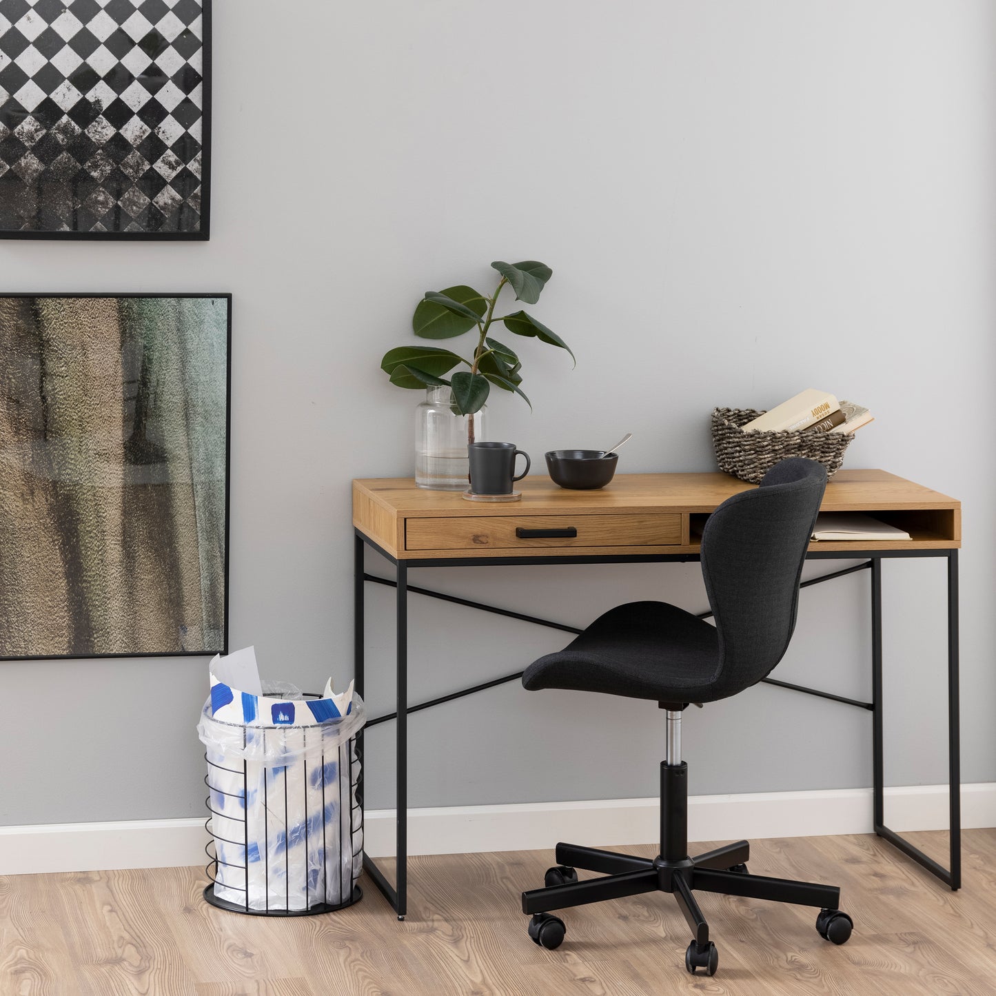 Seaford Office Desk with 1 Drawer in Oak