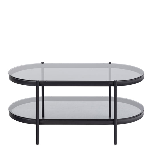 Bayonne Oval Coffee Table with Smoked Glass Top