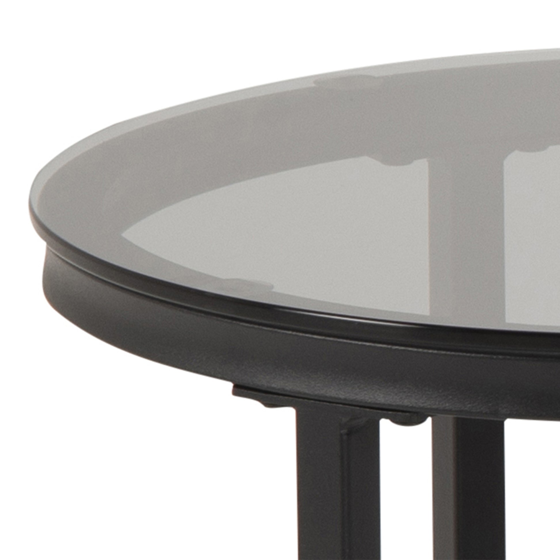 Spiro Round/Oval Coffee Table Set with Black Marble/Smoked Melamine Glass Top