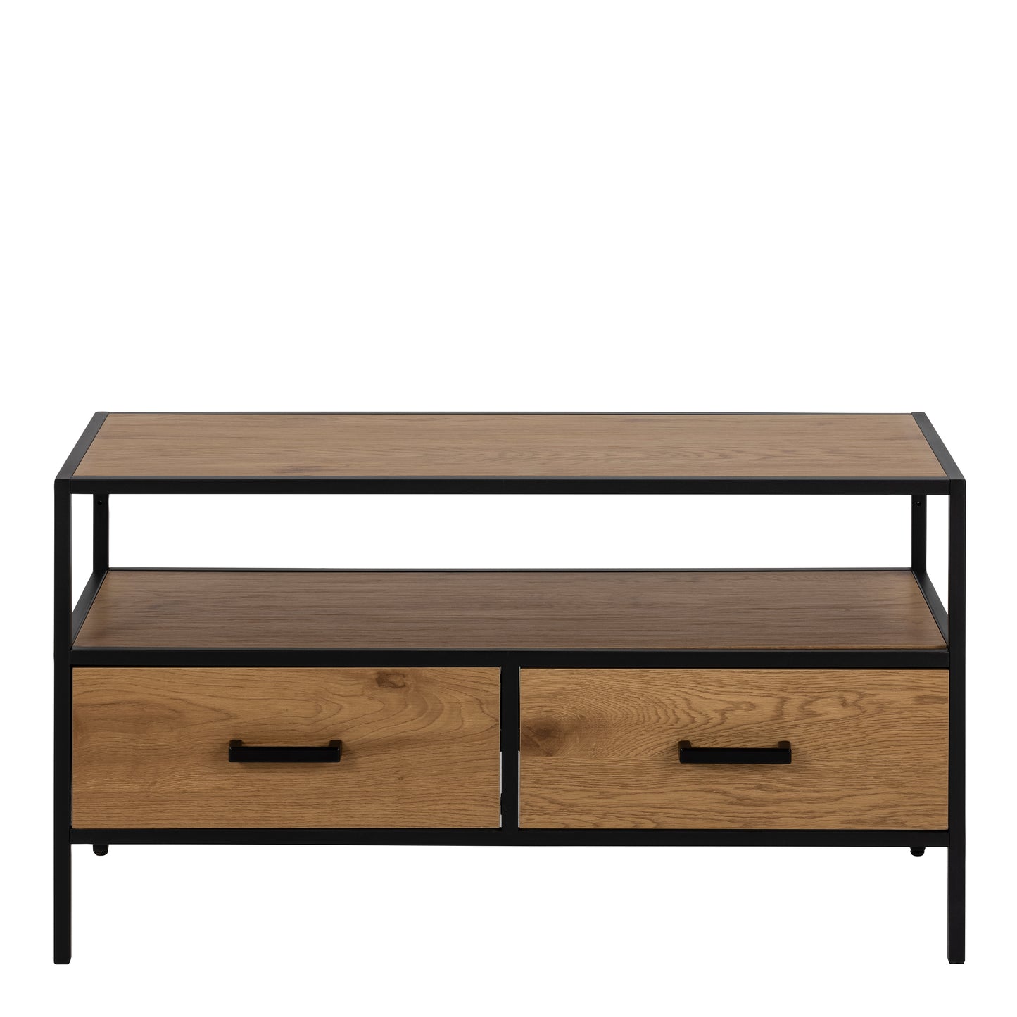 Seaford TV Unit 2 Drawers in Black & Oak