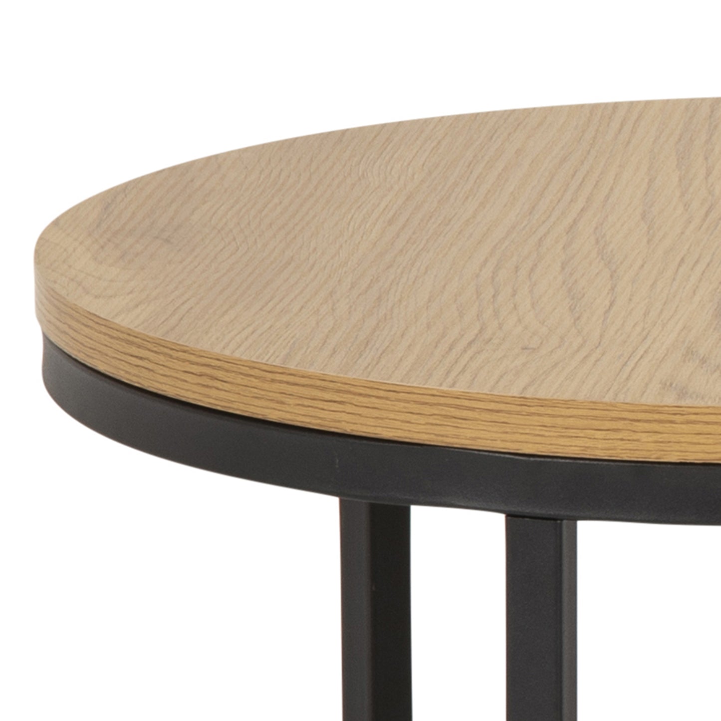 Spiro Round Coffee Table Set with Oak Top & Black Legs