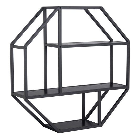 Seaford Octagonal Metal Wall Shelf in Black