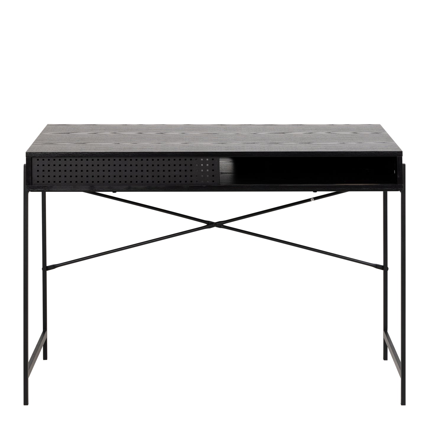 Angus Office Desk with Sliding Door in Black