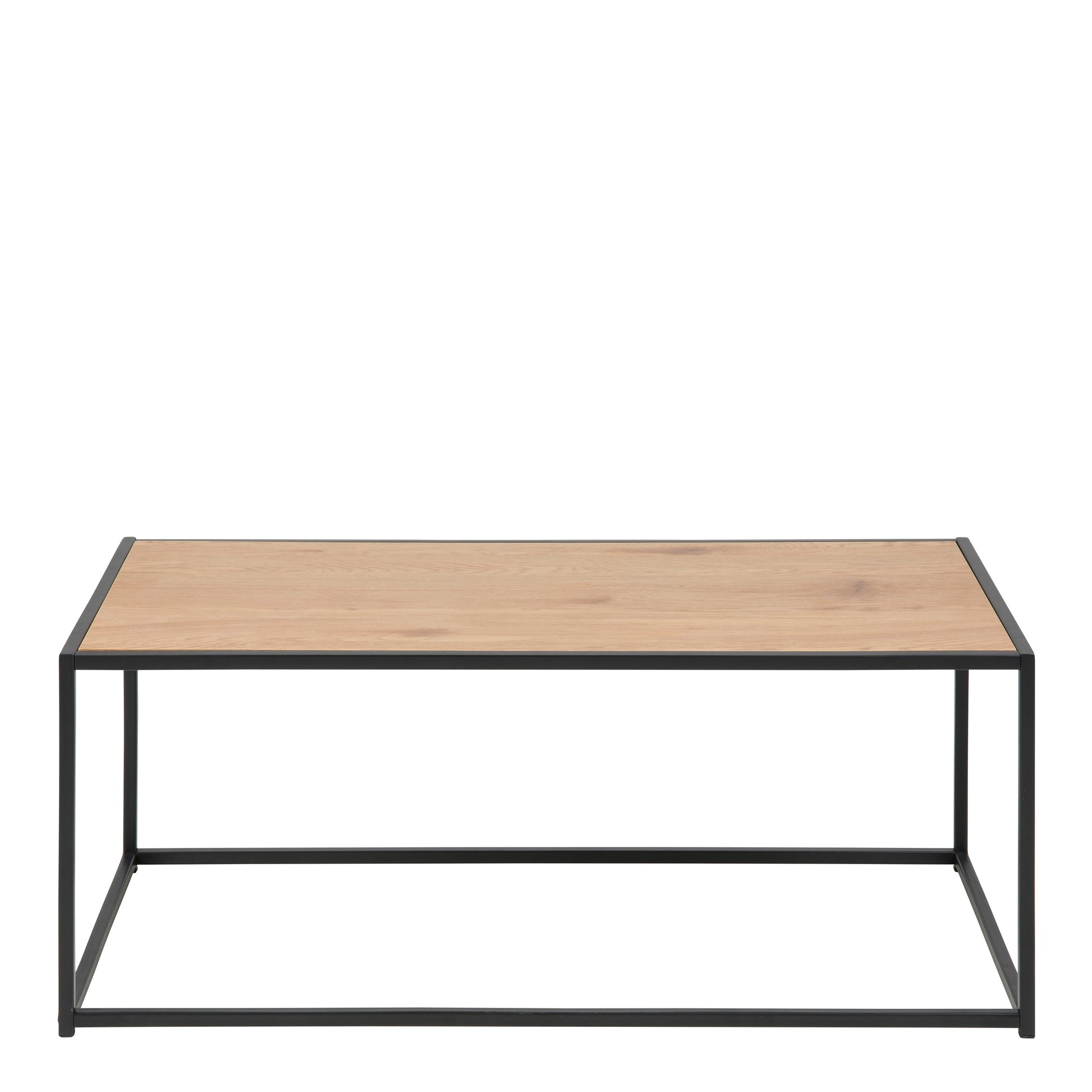 Seaford Black Metal Coffee Table with Oak Top