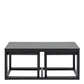 Cornus Square Coffee Table Set in Matt Black Set of 3