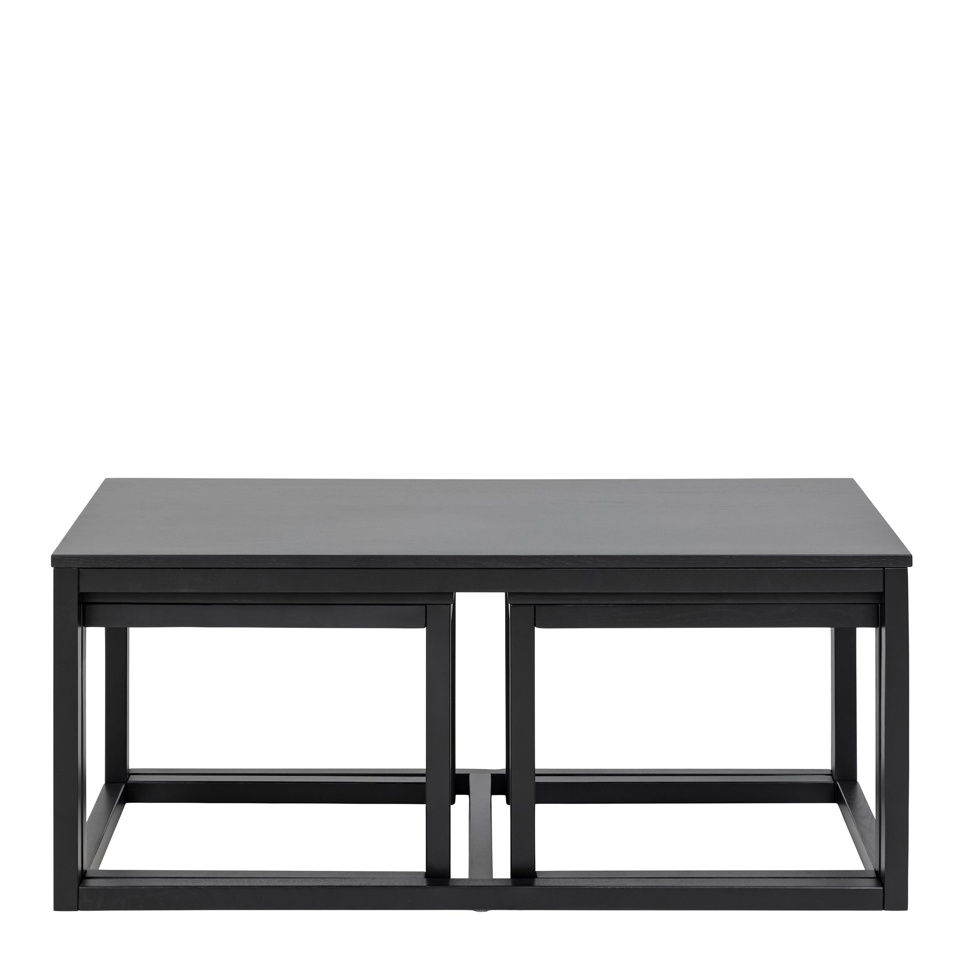 Cornus Square Coffee Table Set in Matt Black Set of 3