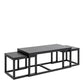 Cornus Square Coffee Table Set in Matt Black Set of 3