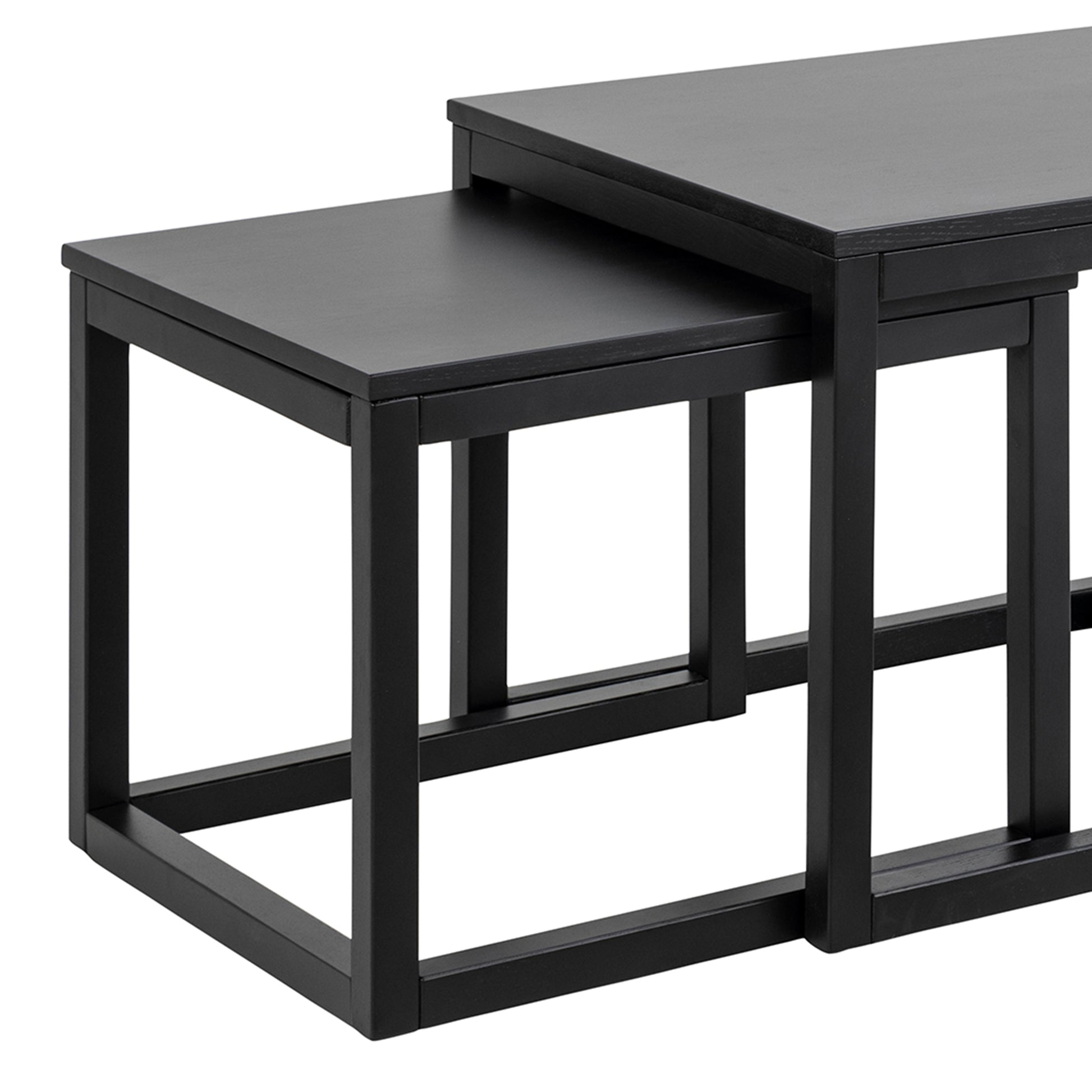 Cornus Square Coffee Table Set in Matt Black Set of 3