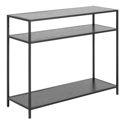 Seaford Console Table with 2 Shelves in Black