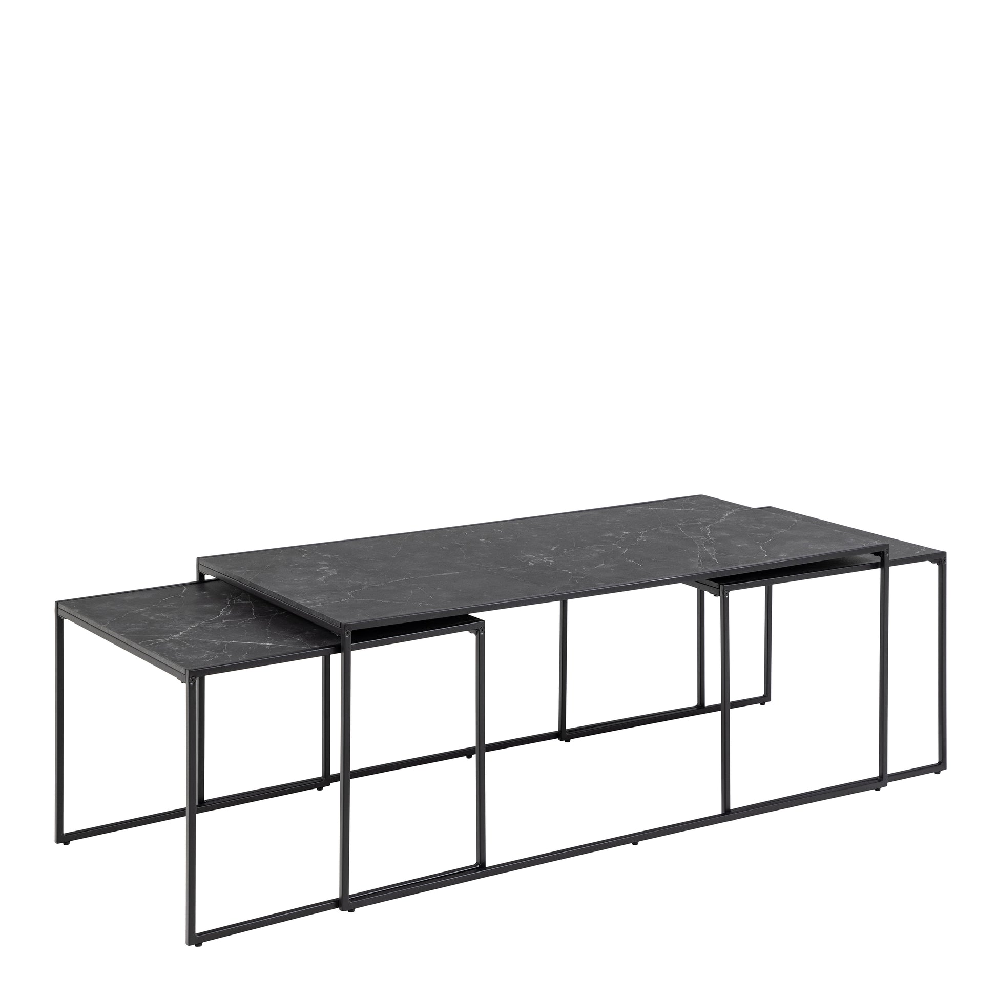 Infinity Square/Coffee Table Setin Matt Black Set of 3