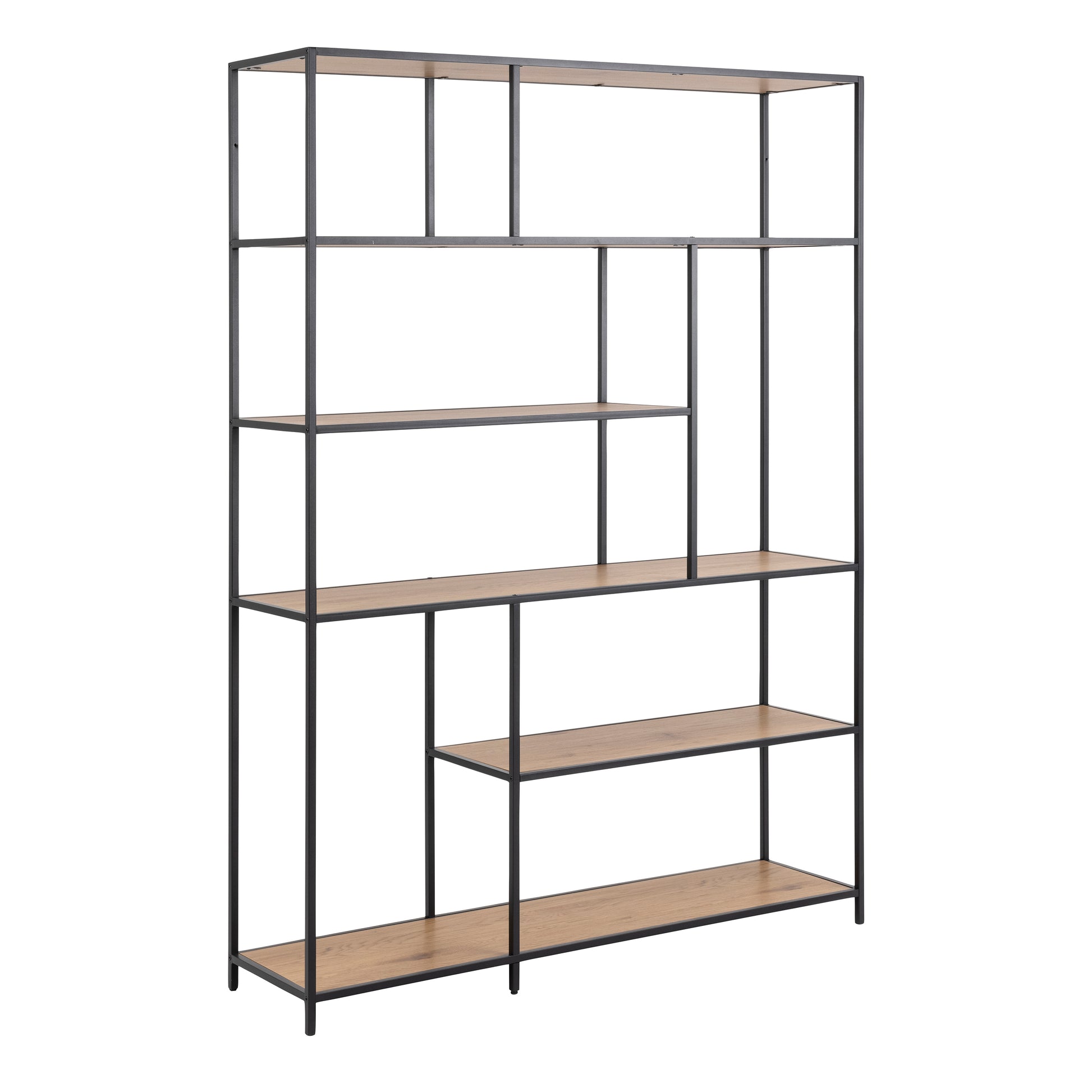 Seaford  Bookcase with 5 Shelves in Black and Oak