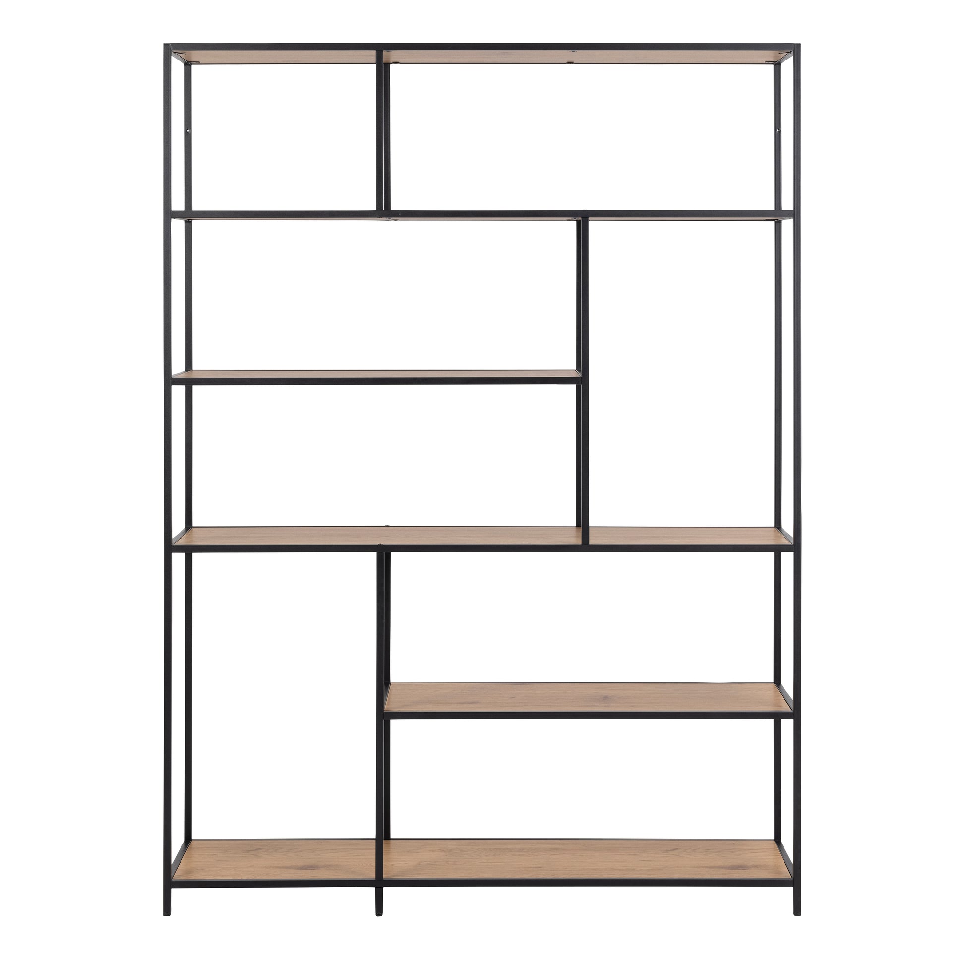 Seaford  Bookcase with 5 Shelves in Black and Oak