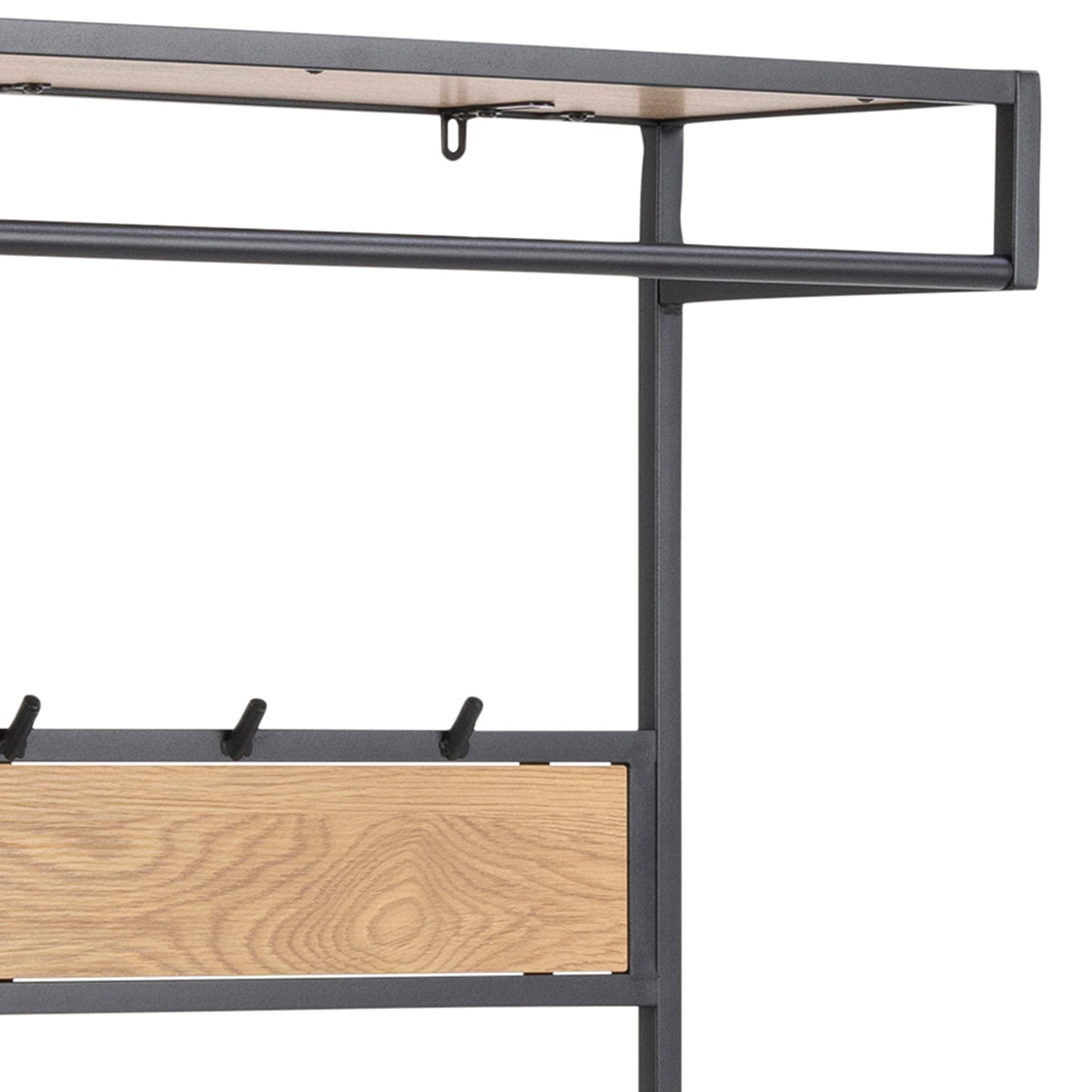 Seaford Clothes Rack with 3 Shelves in Black and Oak