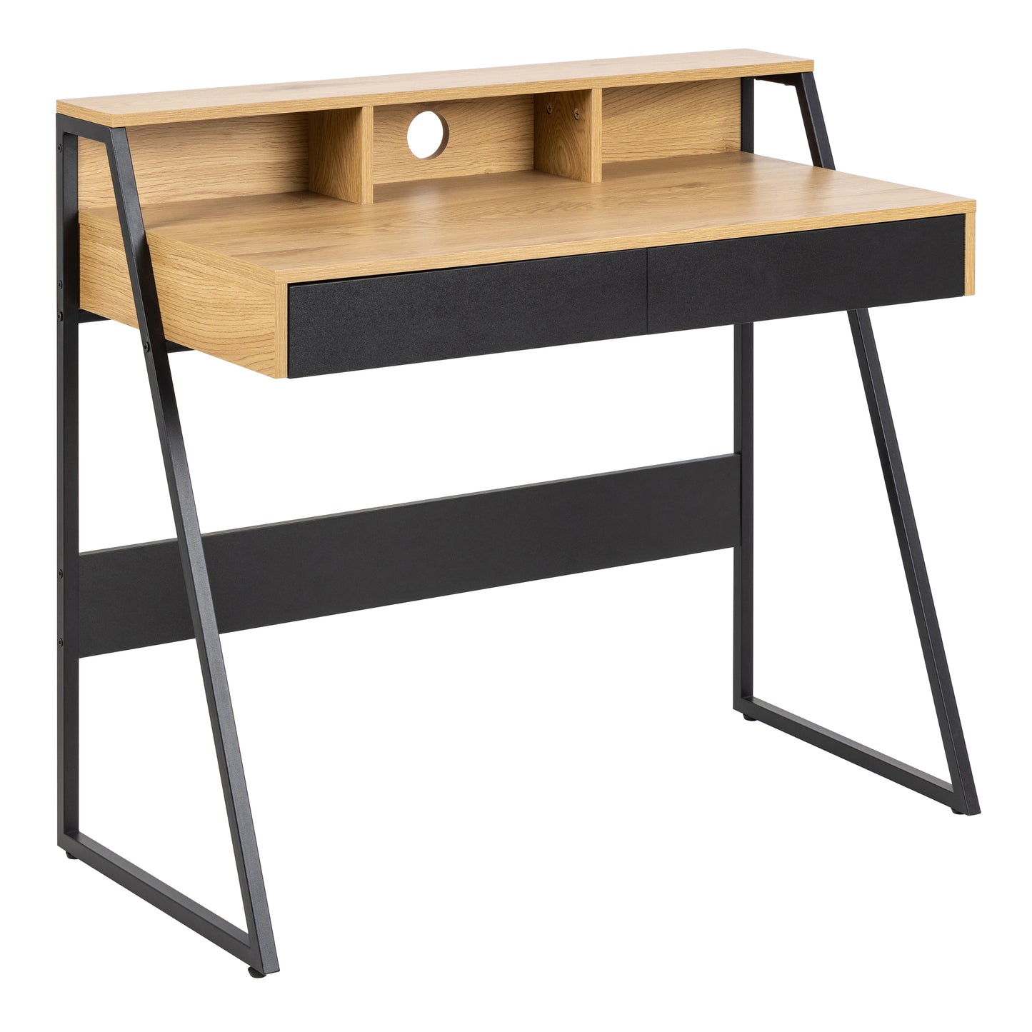 Reece 1 Drawer Office Desk in Oak & Black