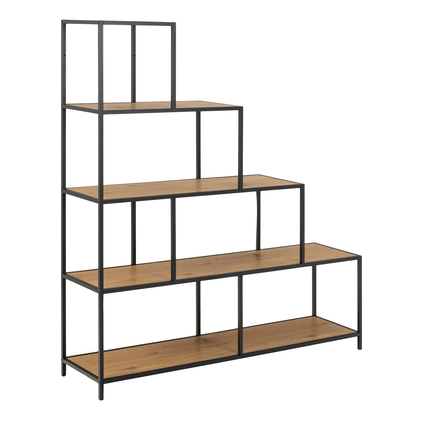 Seaford Bookcase with 4 Shelves in Black and Oak