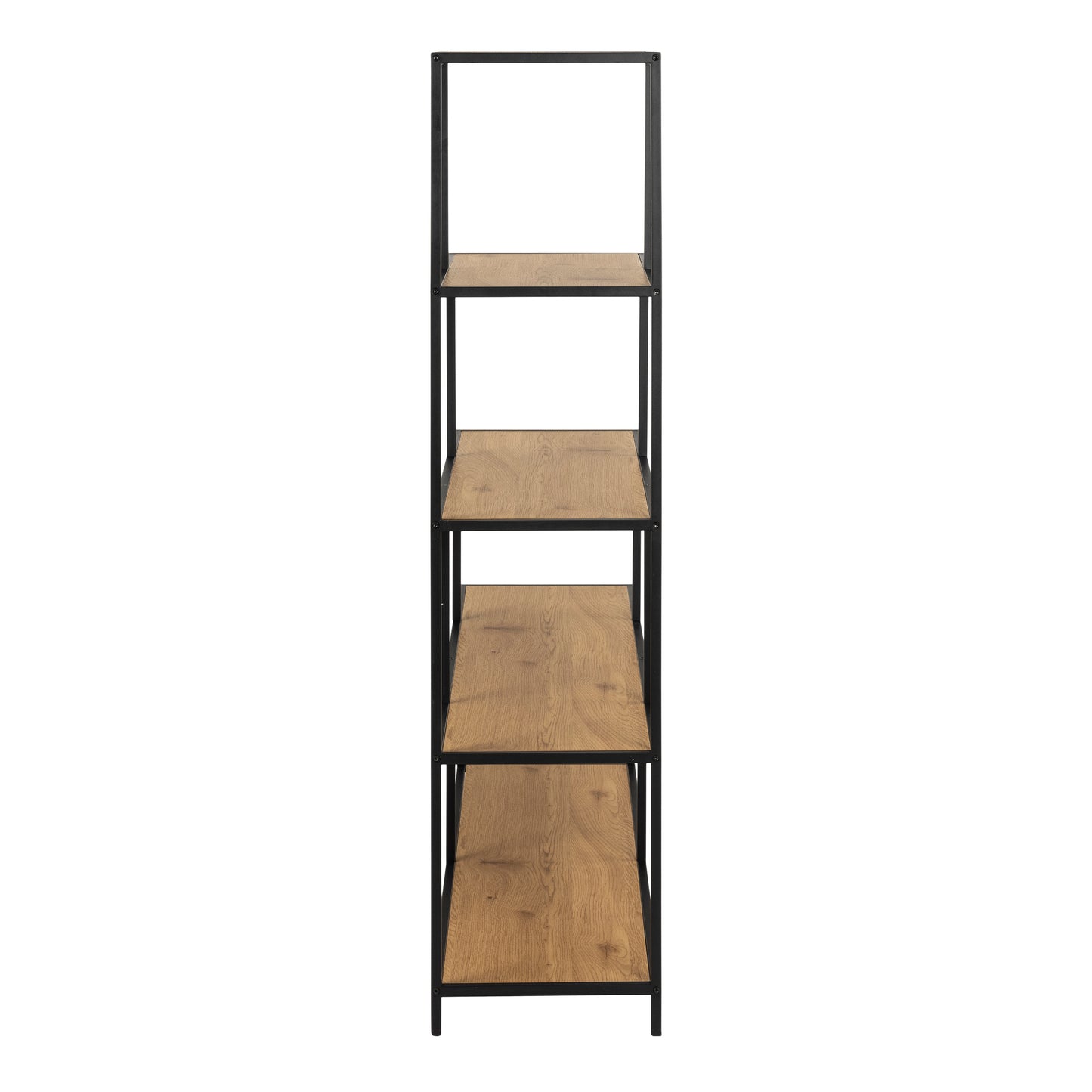 Seaford Bookcase with 4 Shelves in Black and Oak