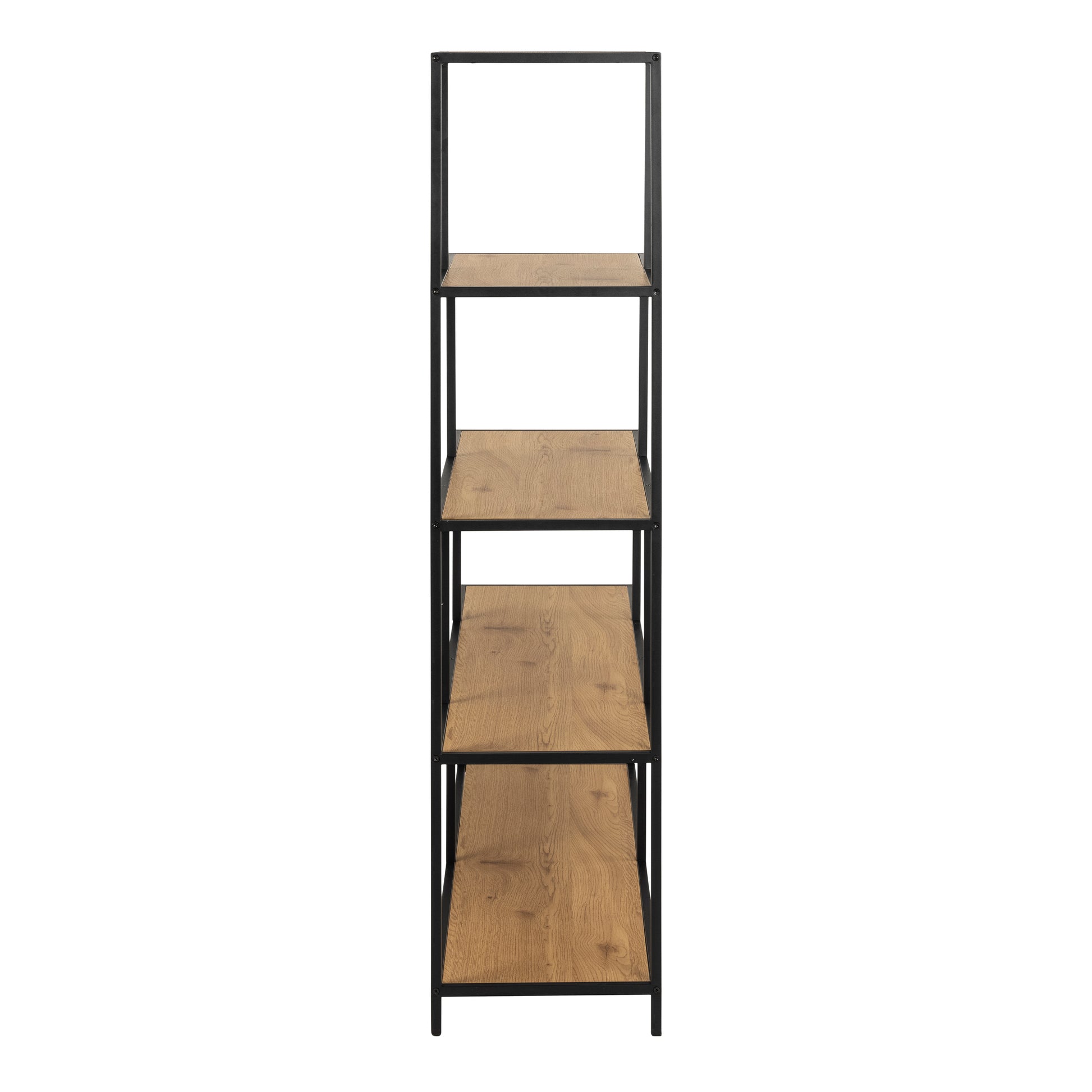 Seaford Bookcase with 4 Shelves in Black and Oak