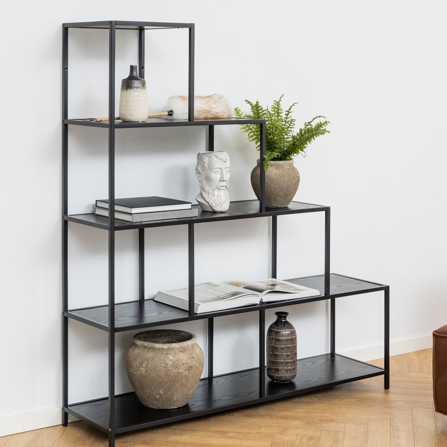 Seaford Bookcase with 4 Shelves in Black