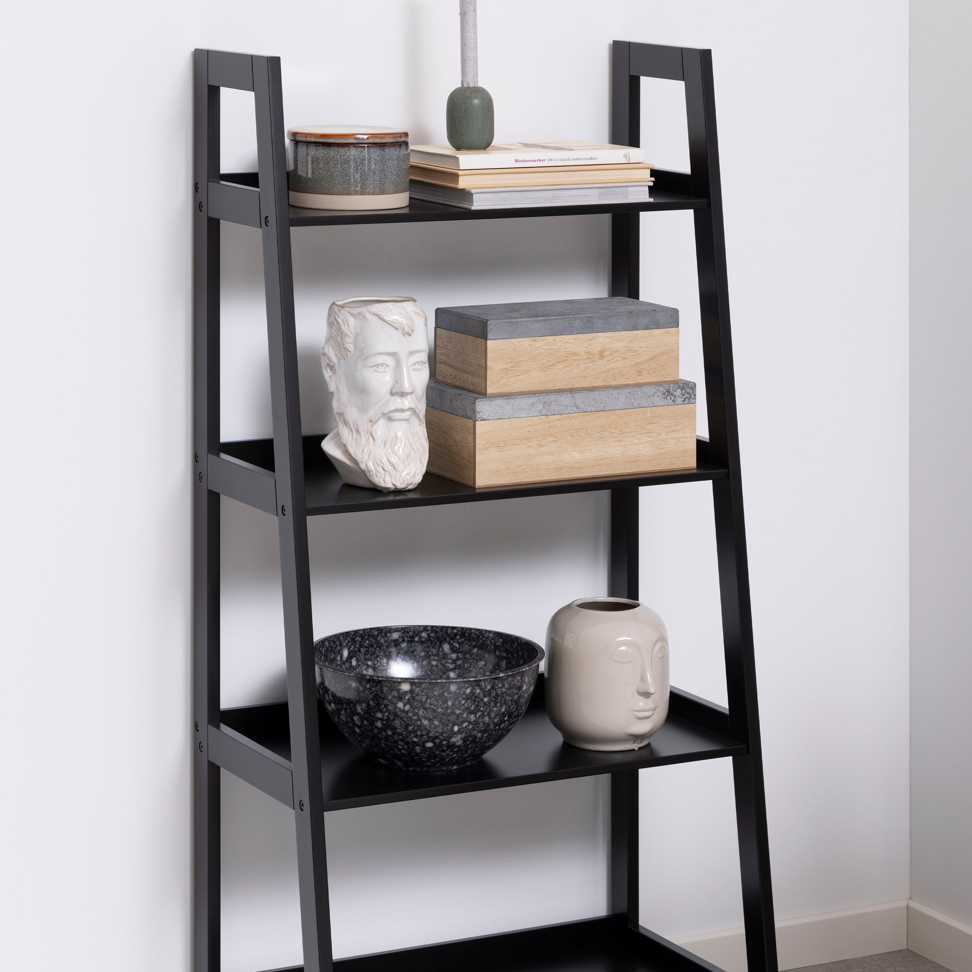 Wally Bookcase with 4 Shelves in Black