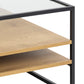 Randolf Square Coffee Table with 2 Shelves in Black and Oak