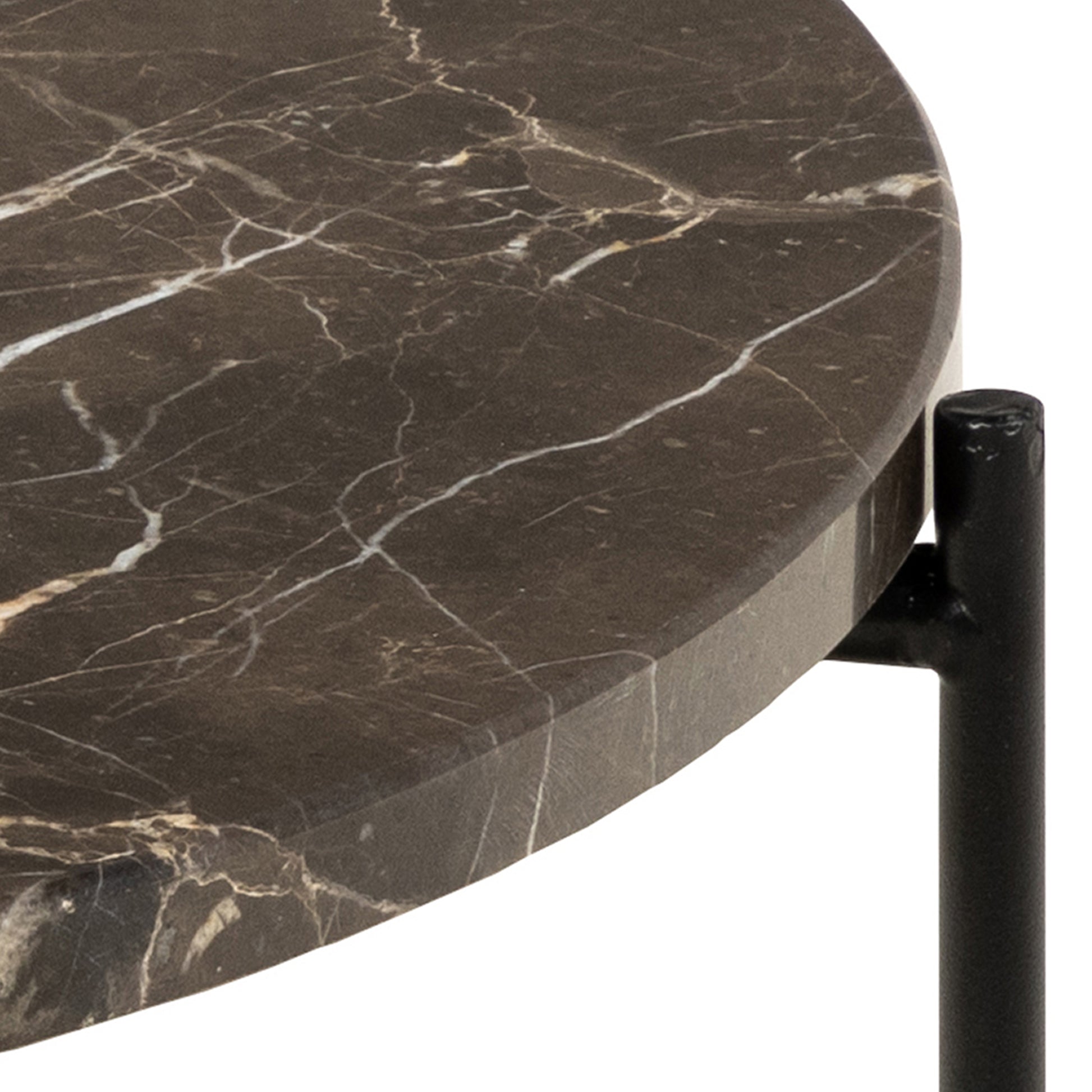 Avila Side Table with Brown Marble Top 52x40cm