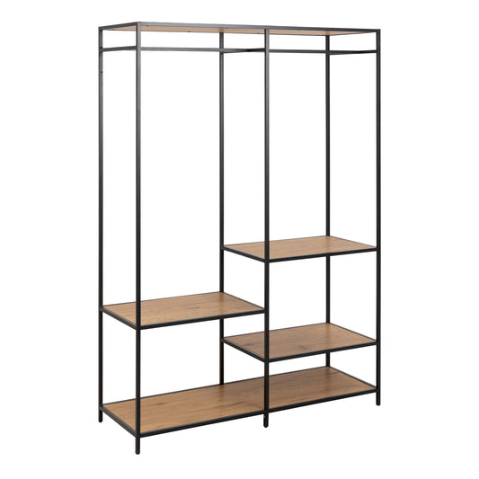 Seaford Clothes Rack with 4 Shelves in Black and Oak