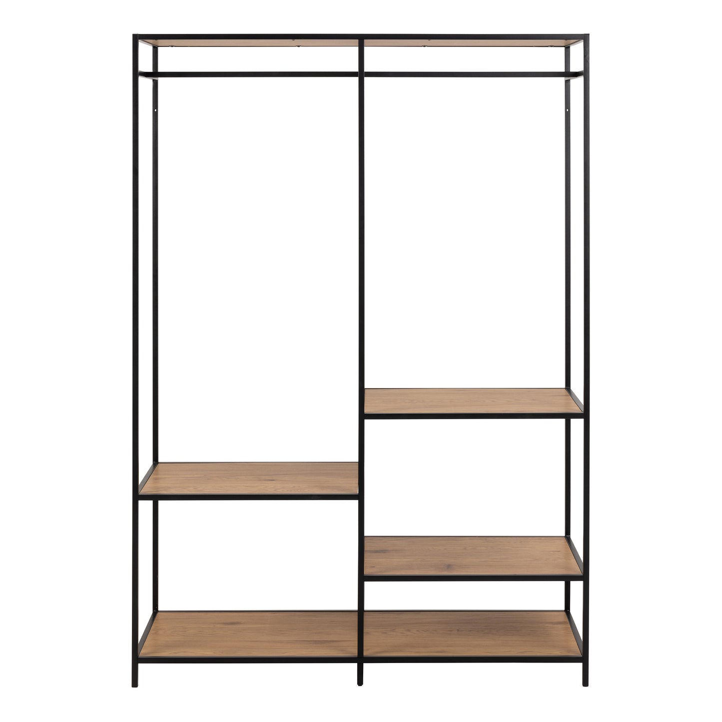 Seaford Clothes Rack with 4 Shelves in Black and Oak