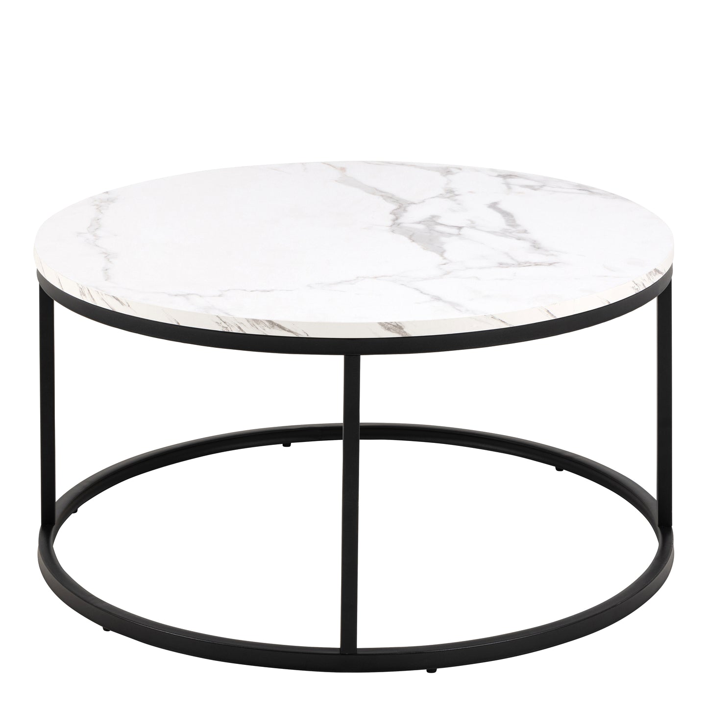 Spiro Coffee Table with White Marble Melamine Top & Black Legs