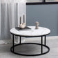 Spiro Coffee Table with White Marble Melamine Top & Black Legs