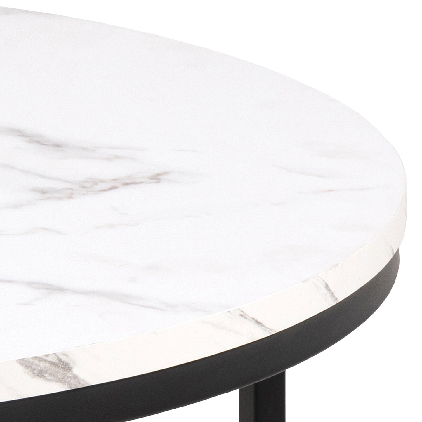 Spiro Coffee Table with White Marble Melamine Top & Black Legs