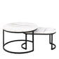 Spiro Coffee Table Set with White Marble Melamine Top & Black Legs