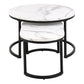 Spiro Coffee Table Set with White Marble Melamine Top & Black Legs