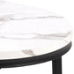 Spiro Coffee Table Set with White Marble Melamine Top & Black Legs