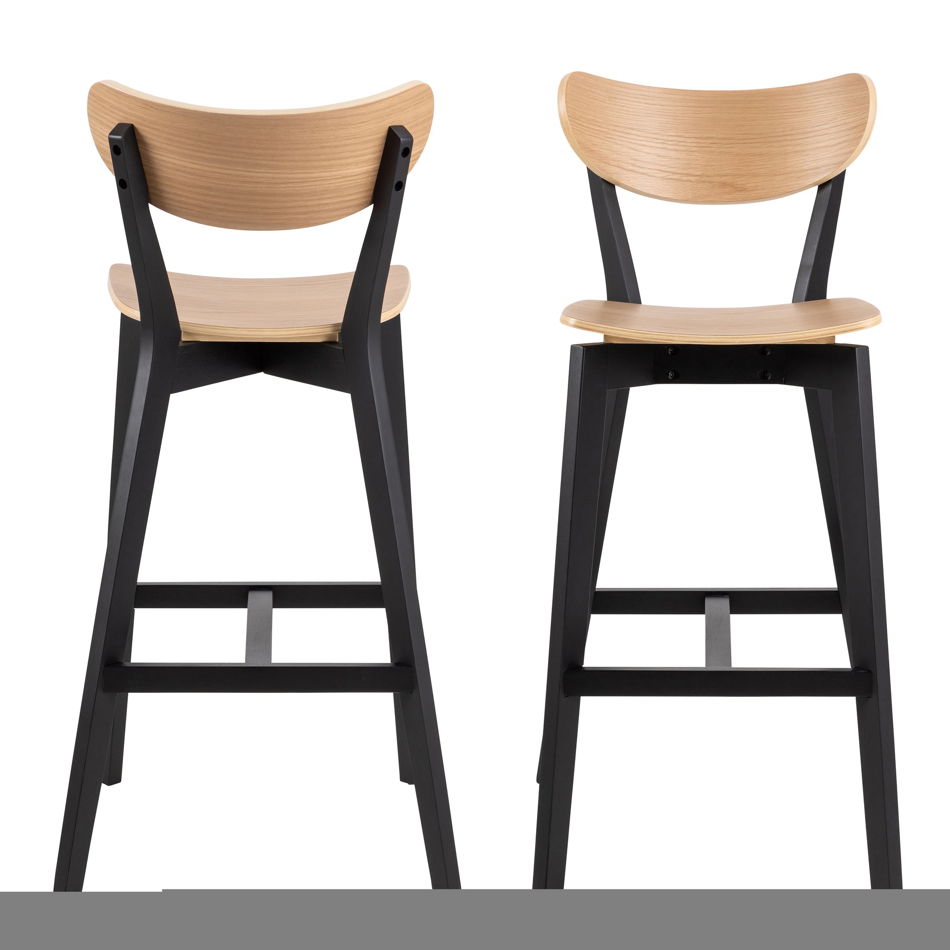 Roxby Bar Stool, Black and Oak Set of 2