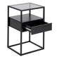 Randolf Bedside Table in Black with Smoked Glass