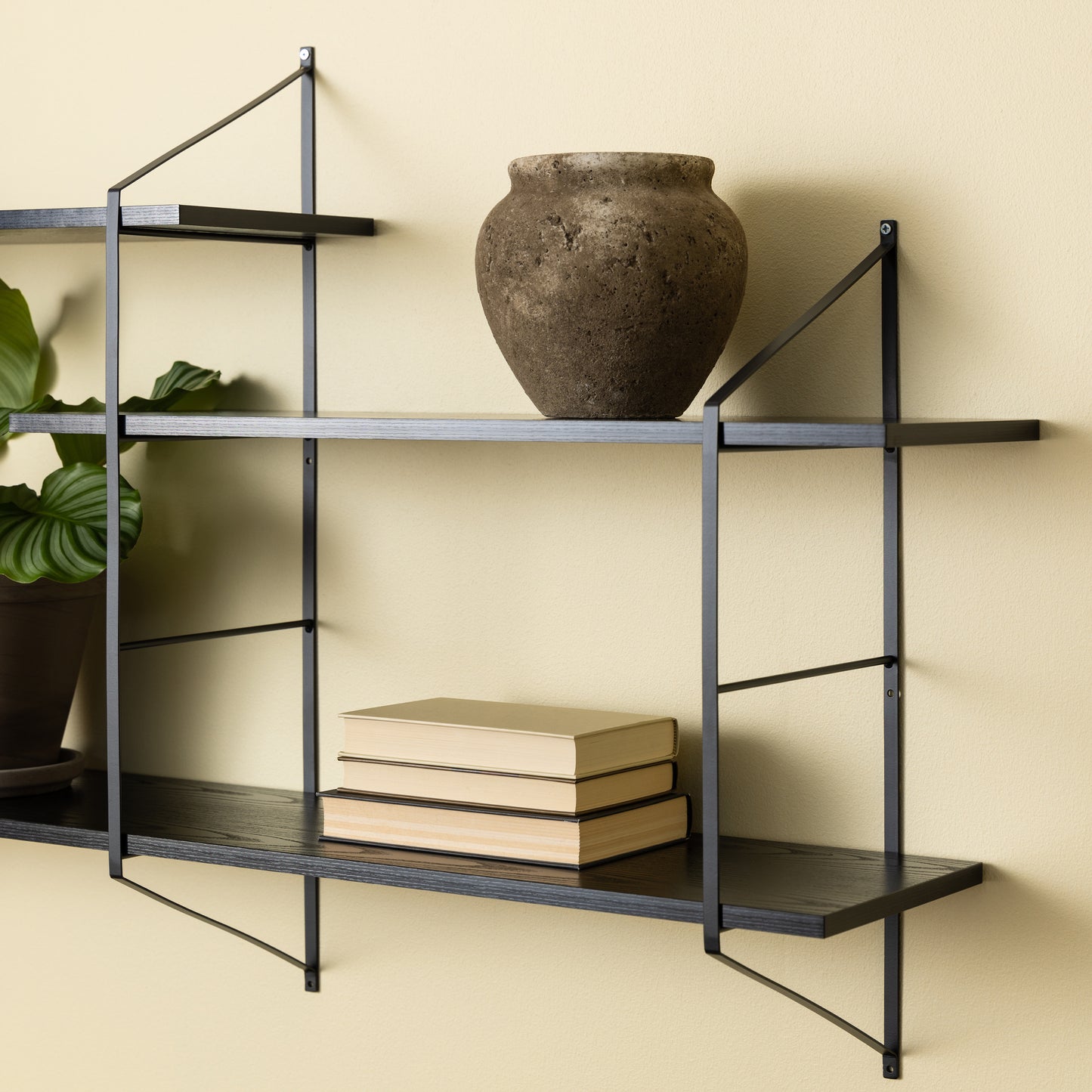 Belfast Wall Unit with 4 Shelves in Black