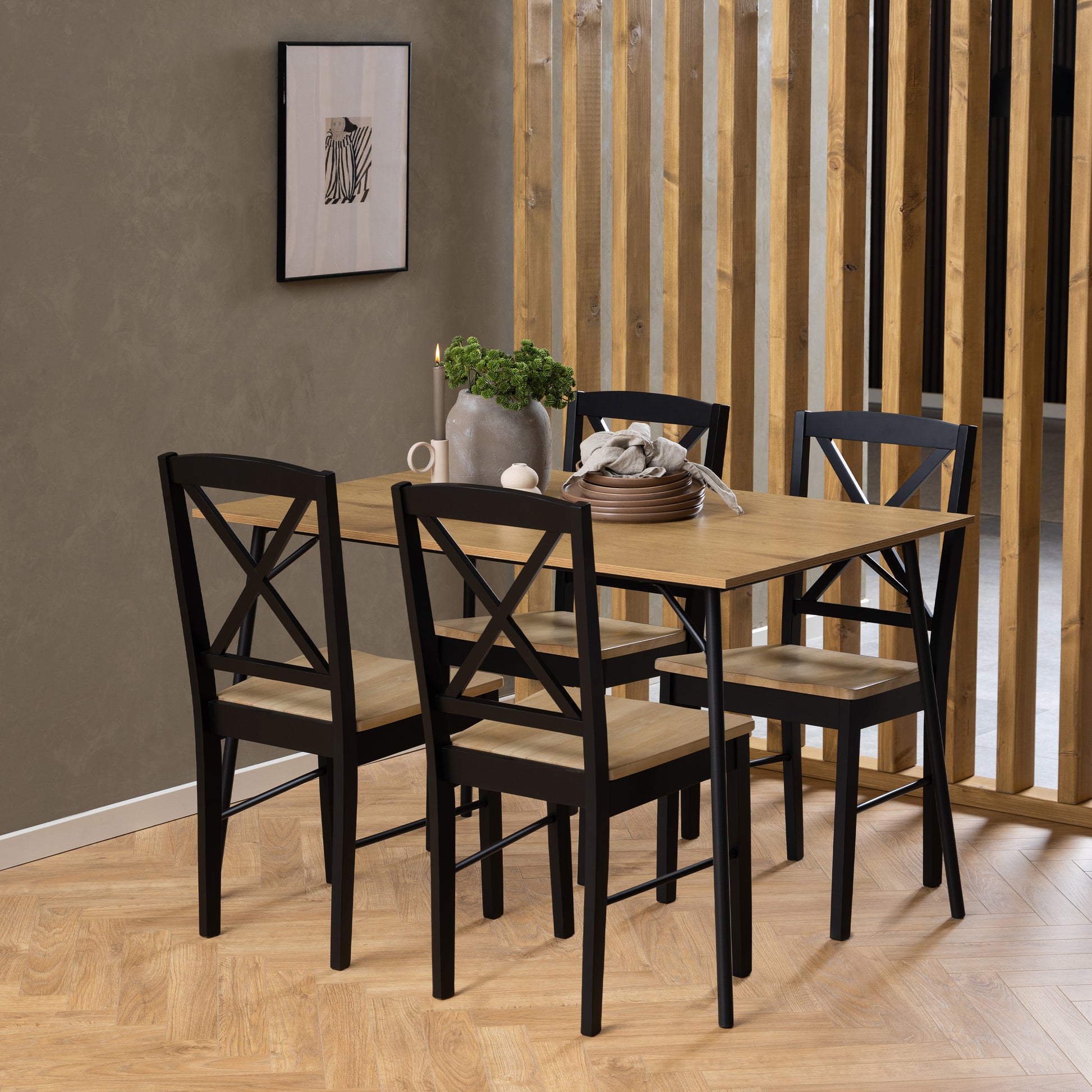 Elvira Dining Chair in Black and Oak Set of 2