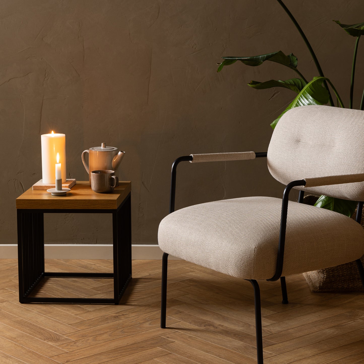 Strington Side Table in Black and Oak