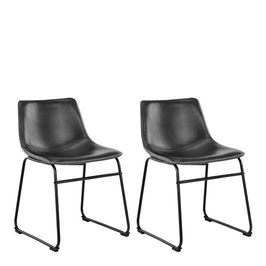 I_Oregon Dining Chair In Black with Cream Stitching, Set of 2.