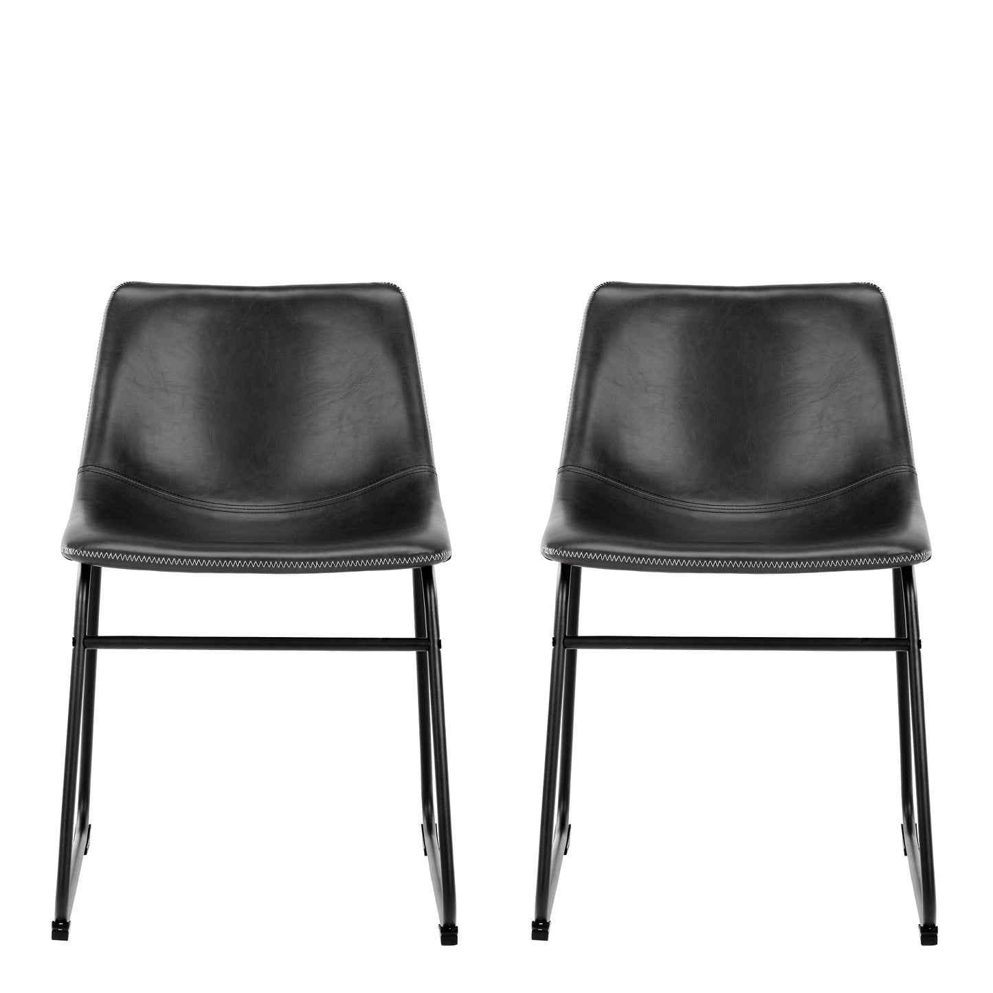 I_Oregon Dining Chair In Black with Cream Stitching, Set of 2.