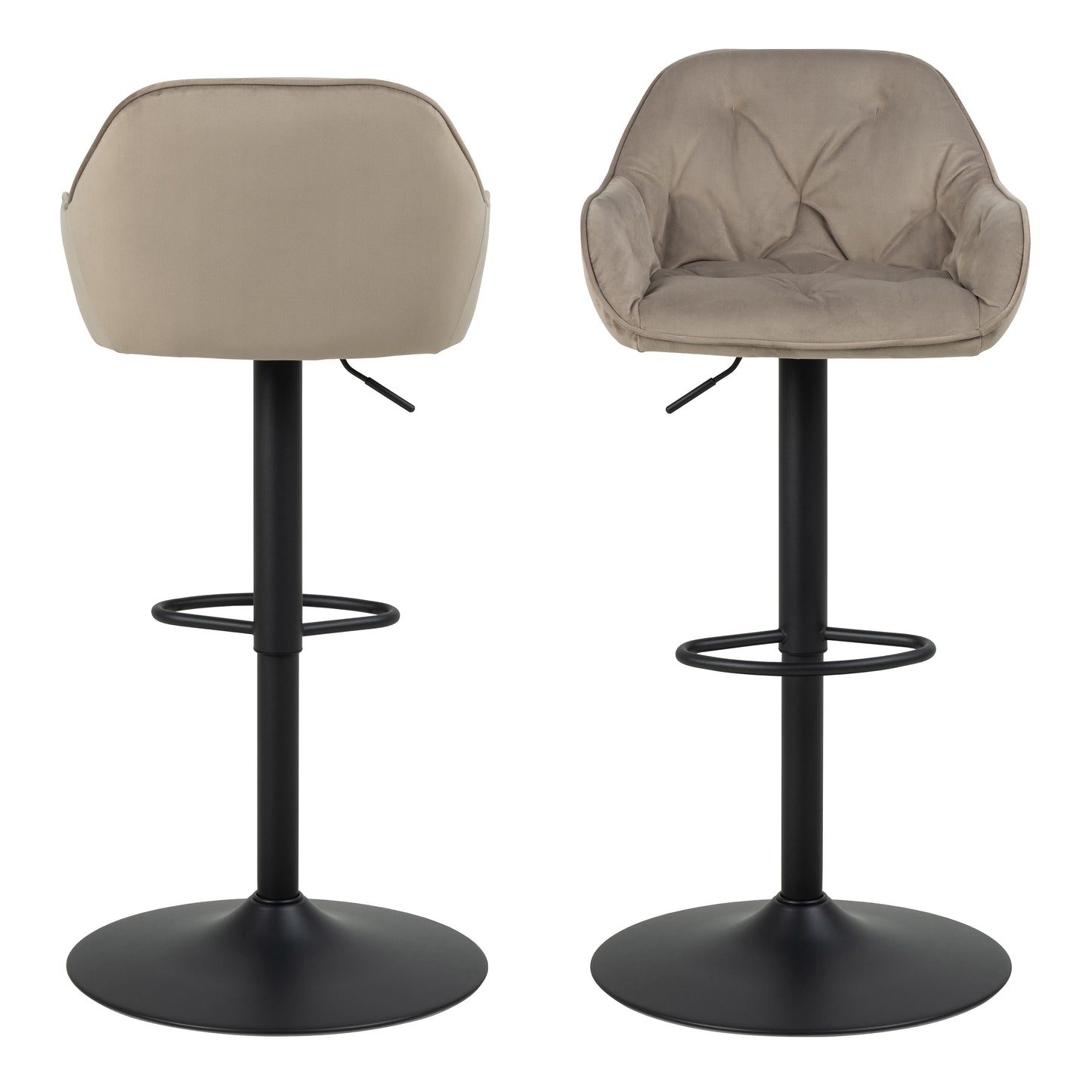 Brooke Swivel Bar Stool with Height Adjustable Function in Beige Set of 2