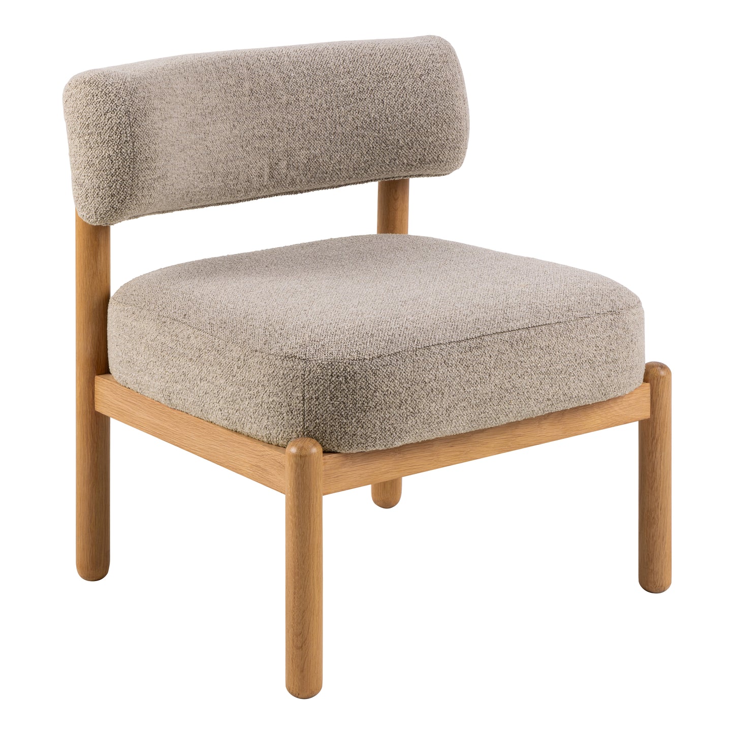 Burley Lounge Chair in Beige Fabric and Oak