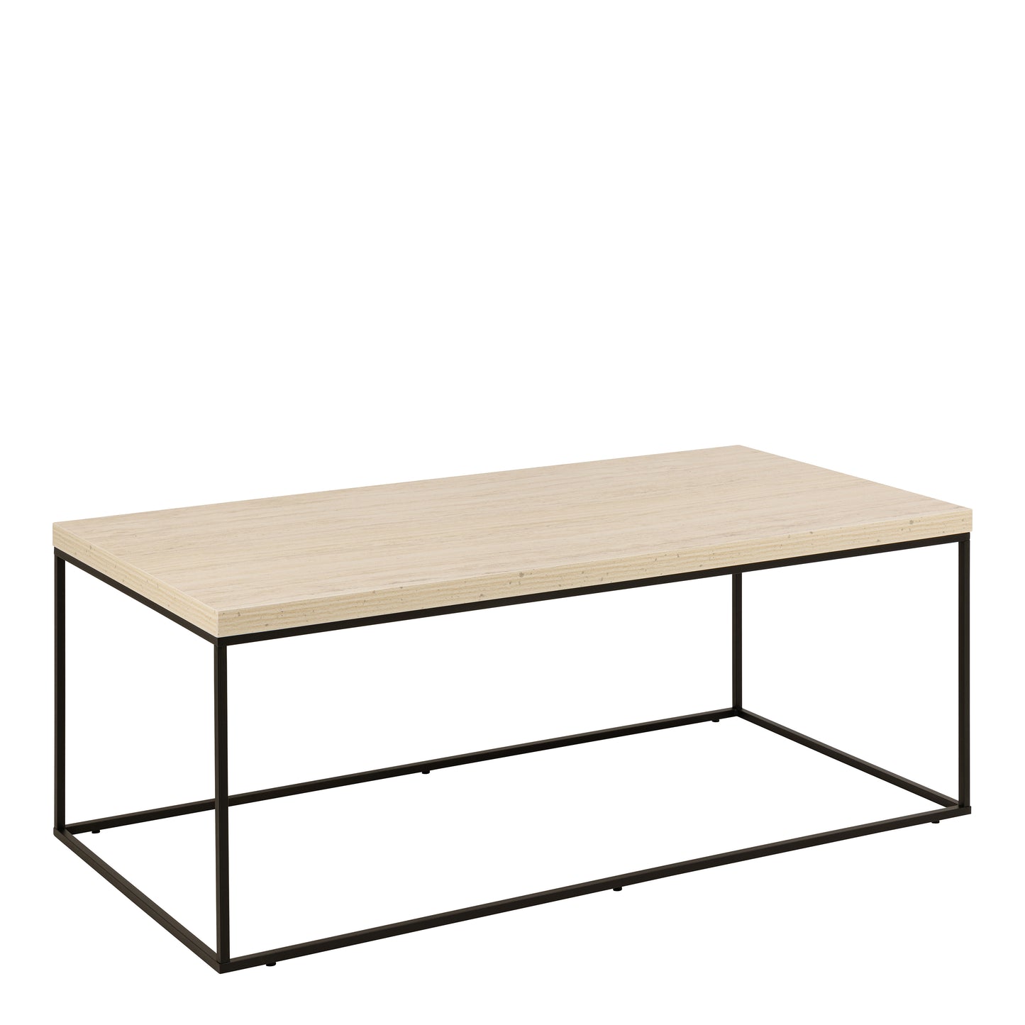 Barossa Coffee Table with Travertine Rough Paper Top & Black Powder Steel Base 110x55x45cm