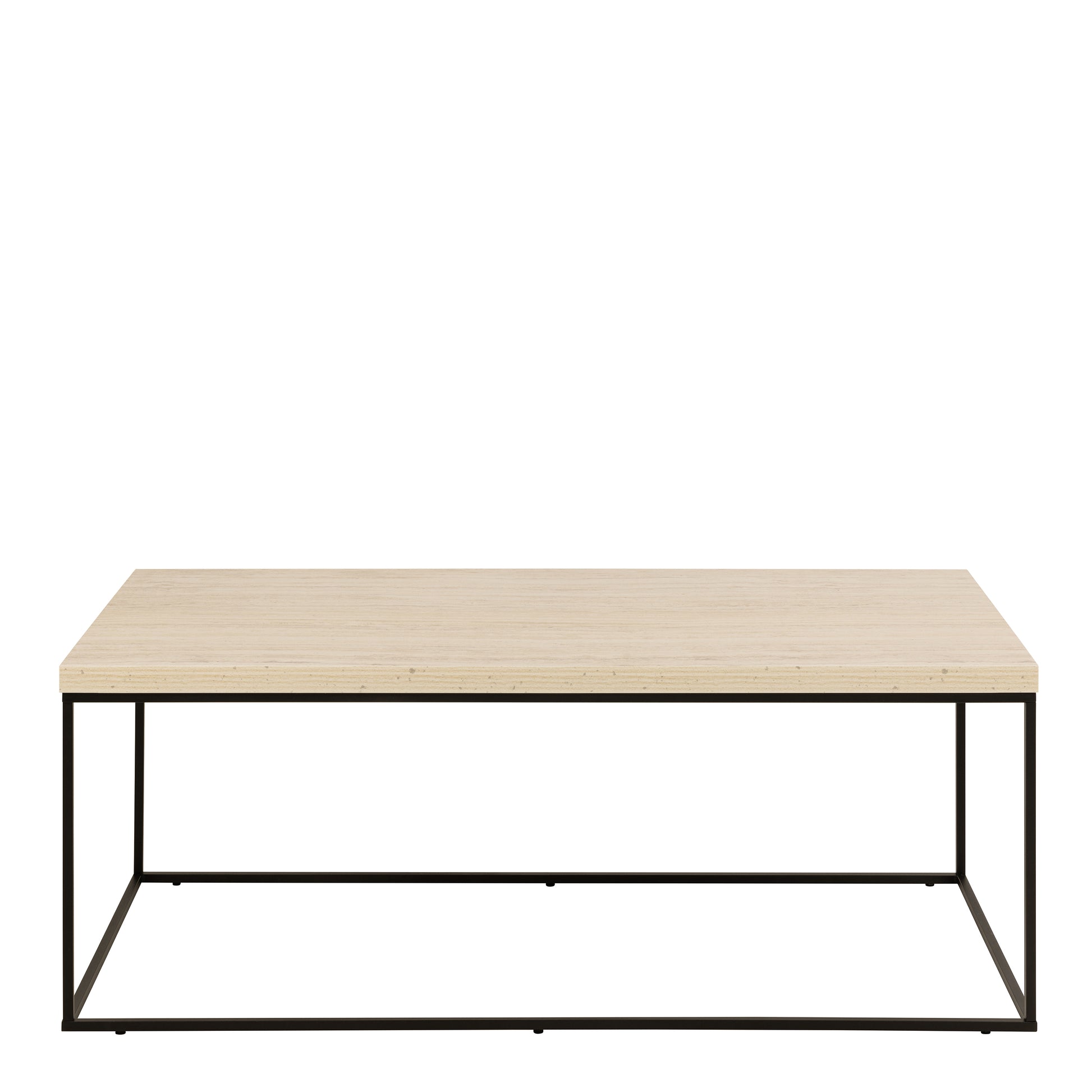 Barossa Coffee Table with Travertine Rough Paper Top & Black Powder Steel Base 110x55x45cm