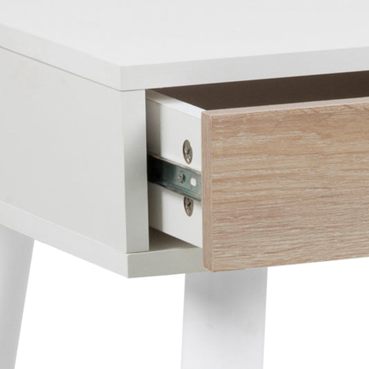 Neptun 3 Drawer Desk in White with 3 Oak Drawers