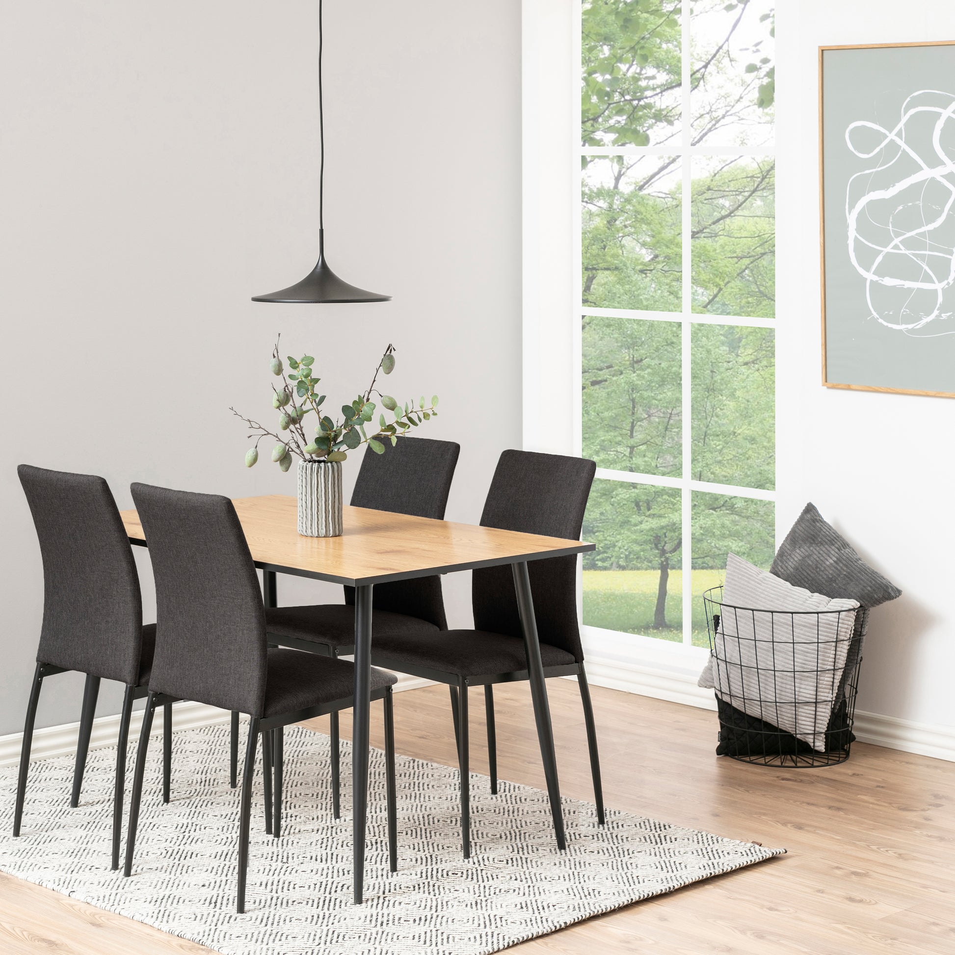 Wilma Dining Table with Oak Top & Black Legs