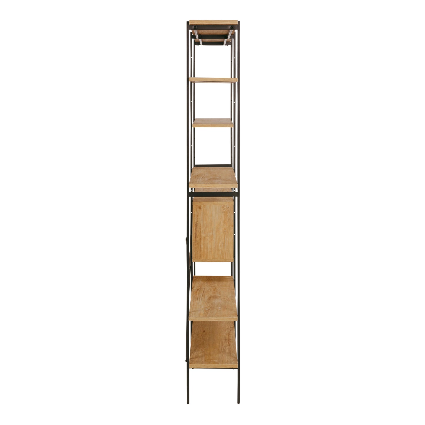 Angus Bookcase with 1 Sliding Door & 5 Shelves in Oak & Black