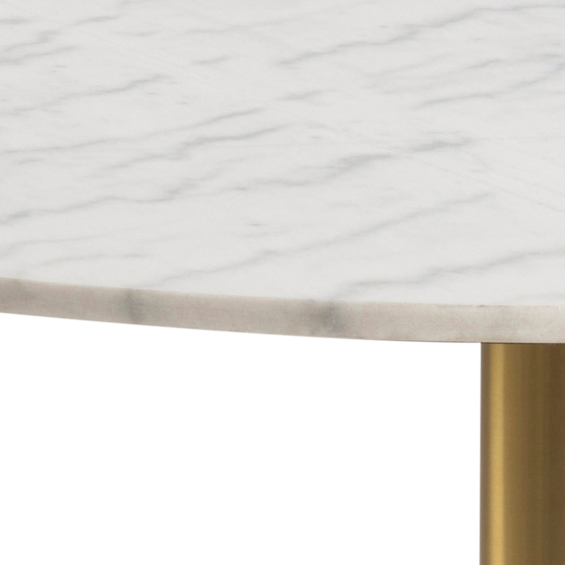 Corby Round Dining Table with White Polished Marble Top & Gold Base