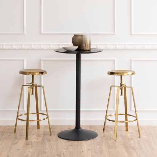 Ibiza Tall Round Bar Table with Black Ash Top and Matt Black Base